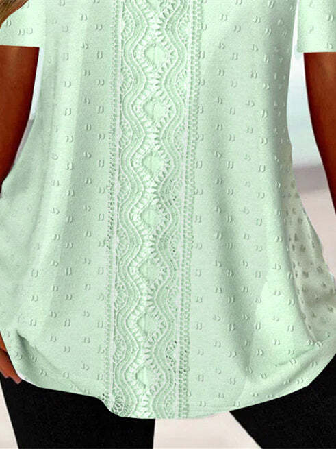 Women's Half Sleeve V-neck Graphic Lace Top