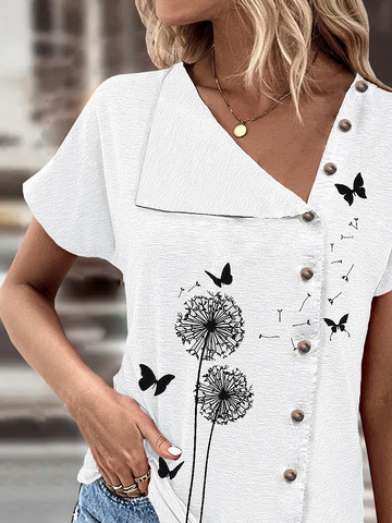 Asymmetrical Dandelion Casual Shirt