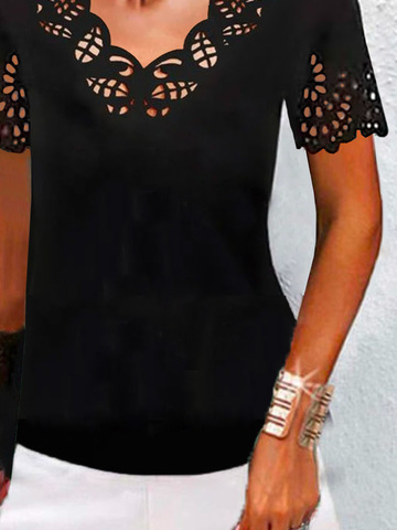 Devore Plain Casual V Neck Shirt