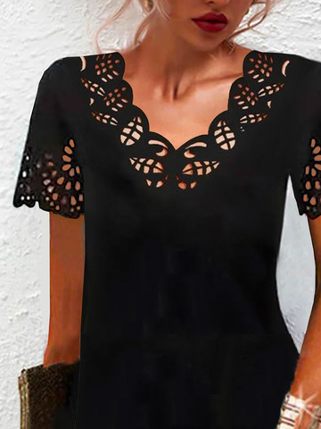Devore Plain Casual V Neck Shirt