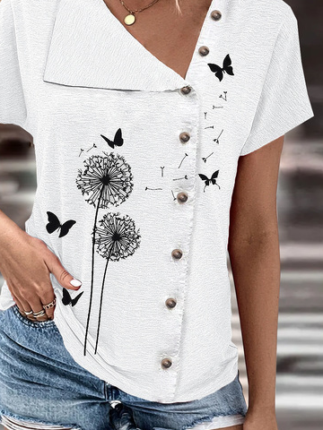 Asymmetrical Dandelion Casual Shirt