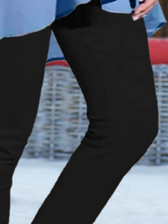 Plus Size Plain Lace Edge Casual Leggings