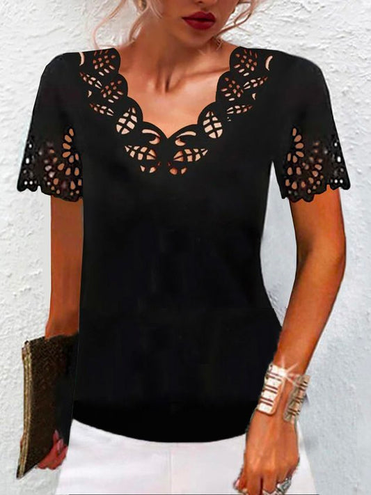 Devore Plain Casual V Neck Shirt